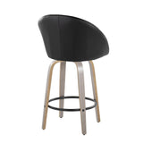 Matisse - 26" Highback Fixed-Height Counter Stool With Swivel And Round Chrome Metal Footrest (Set of 2) - Light Gray Wood