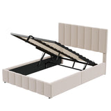 Elegant Upholstered Platform Bed With Hydraulic Storage System