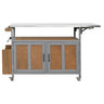Foldable Outdoor Kitchen Island With Lockable Wheels, Storage Cabinet And Towel Rack For Patio