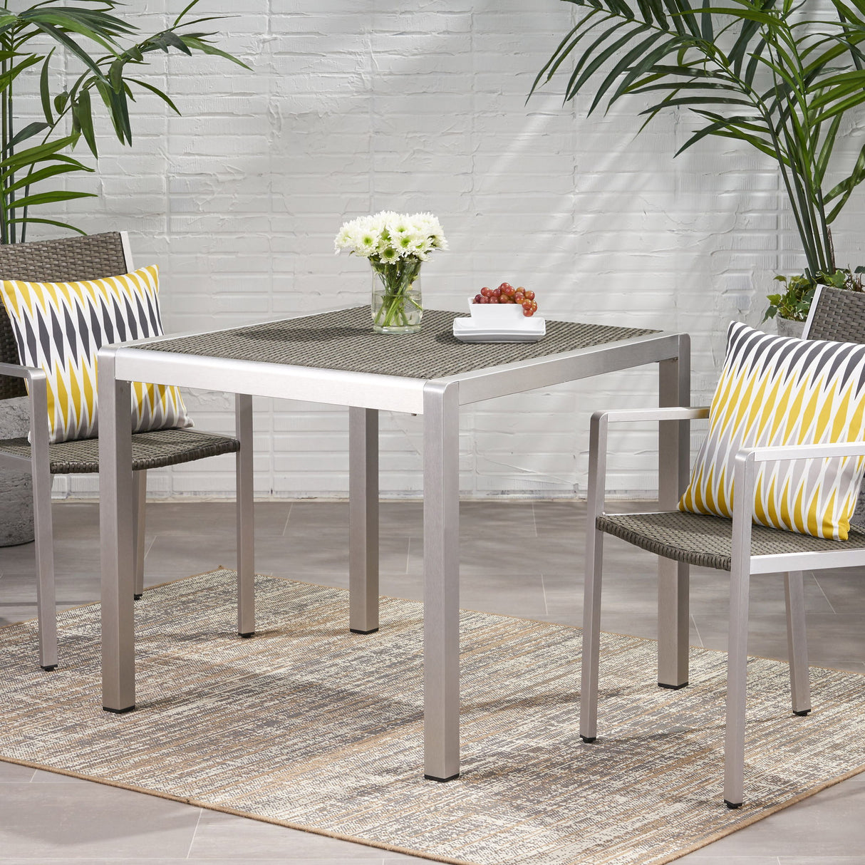 Outdoor Square Dining Table With Aluminum Frame