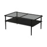 Rectangle Coffee Table With Tempered Glass Top And White Legs, Modern Table For Living Room