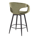 Curvo - 25" Fixed-Height Counter Stool With Swivel And Round Metal Footrest (Set of 2) - Black Metal