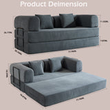 Convertible Sleeper Sofa Bed With Cylindrical Pillow, With Fixed Shape Frame