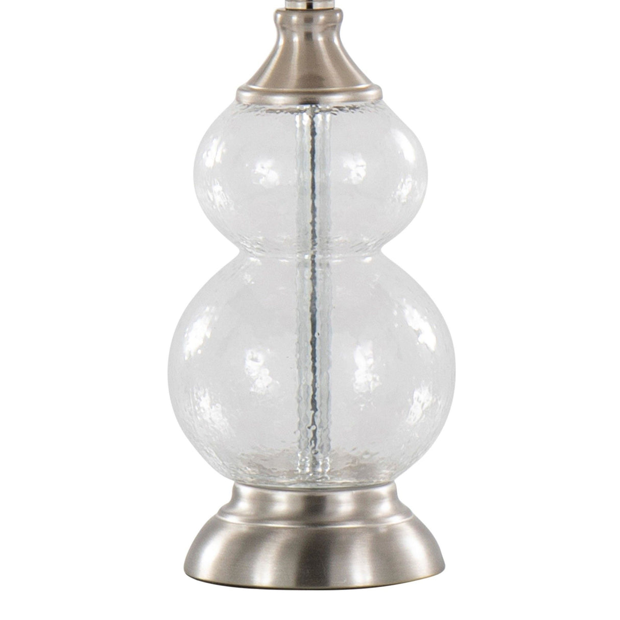 Belle - Contemporary Glass Accent Lamp (Set of 2) - Clear Wrinkle Glass, Brushed Nickel And White Linen Shade From Grandview Gallery