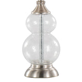 Belle - Contemporary Glass Accent Lamp (Set of 2) - Clear Wrinkle Glass, Brushed Nickel And White Linen Shade From Grandview Gallery