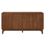 TV Stand & Carved Geometric Doors, Storage Cabinet For Living Room - Walnut