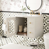 Wall-Mounted Bathroom Vanity Set With Sink, 2 Drawers And Soft-Close Door