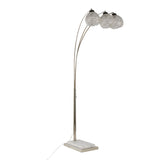 Willow - Crystal Metal Floor Lamp - Polished Nickel, White Marble, Clear Crystal