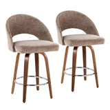 Renee - Upholstered Fixed-Height Barstool (Set of 2) - Whitewashed Wood