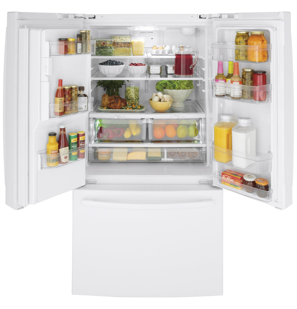 GE GFE26JGMWW - 36 in. 25.6 cu. ft. French Door Refrigerator with Ice & Water Dispenser - White