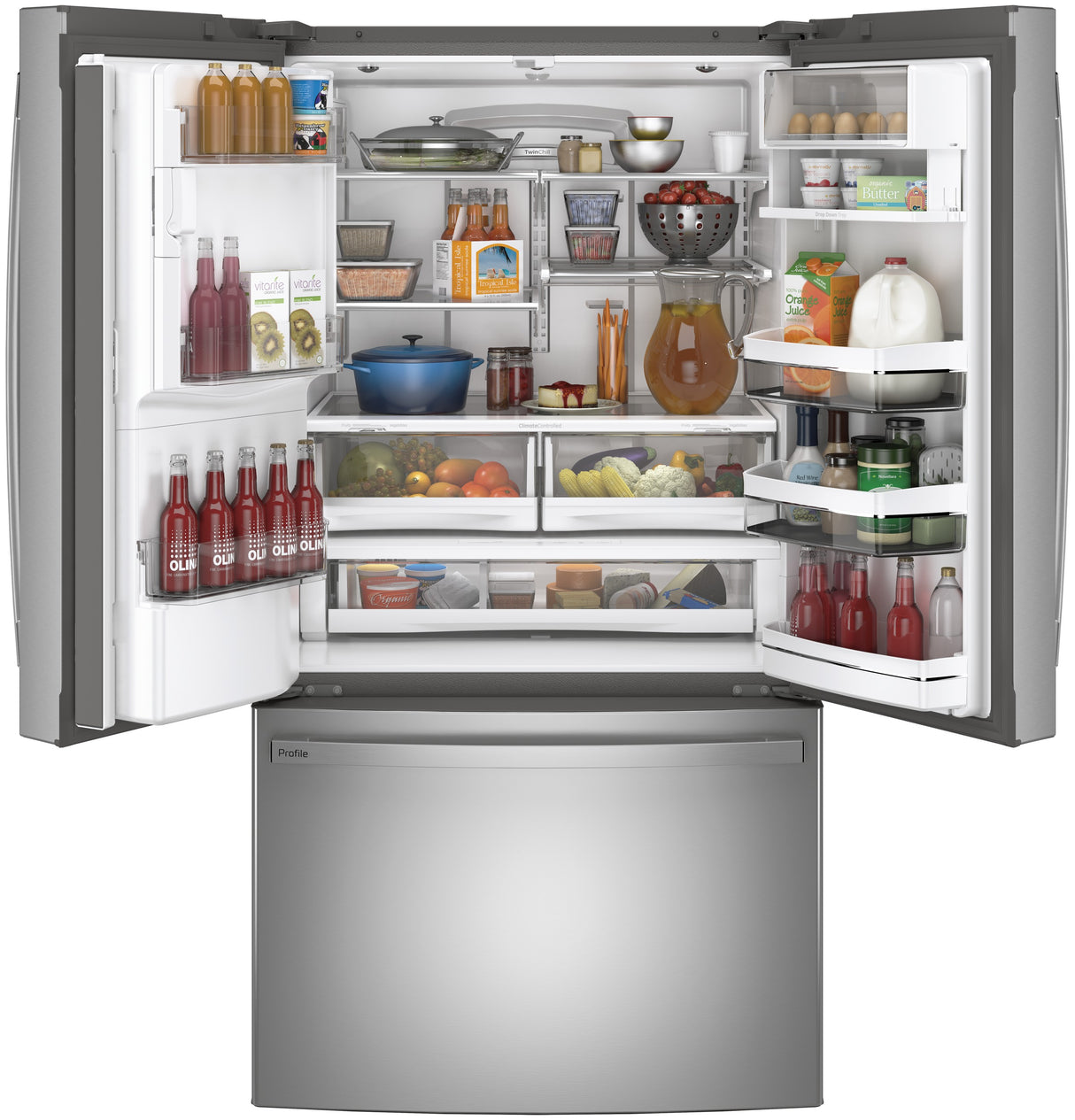 GE Profile(TM) Series ENERGY STAR(R) 27.7 Cu. Ft. Fingerprint Resistant French-Door Refrigerator with Hands-Free AutoFill - (PFE28KYNFS)