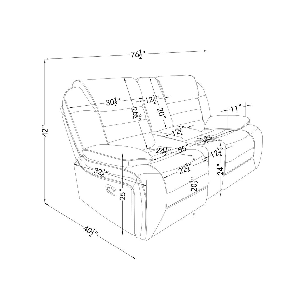 Lucius - Console Reclining Loveseat With Manual Recline - Brown