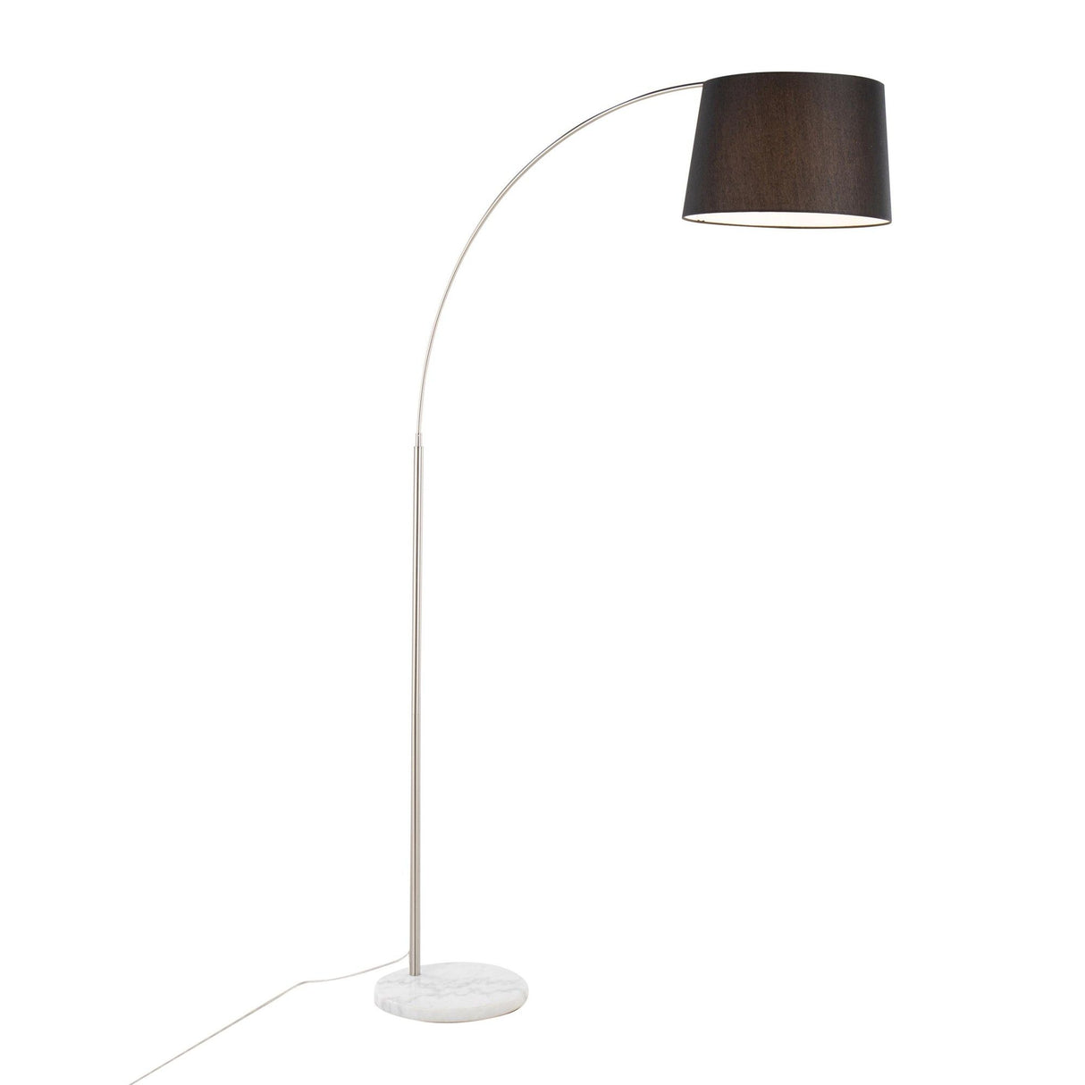 Salon - March Floor Lamp - White Marble And Nickel With Black Linen Shade