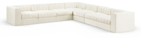 Rummi - Symmetrical Velvet Performance Fabric Upholstered 7 Piece Modular Sectional (With 3 Corner Chairs)