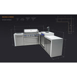 Mont Alpi Deluxe Series 8 Ft L-Shaped Propane Outdoor Kitchen Island w/ Side Burner & Kegerator - MAi805-D90KEG