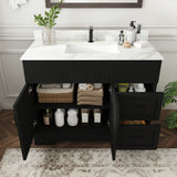 Bathroom Vanity Set, Fluted Cabinet, Soft Close Doors, Single Faucet Hole, Sink Included - Black