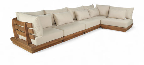 Mirella - 5 Piece Water Resistant Fabric Upholstered Outdoor Patio Modular Sectional