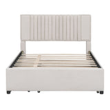 Upholstered Platform Bed With Drawers, Classic Headboard Design