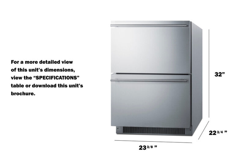 24" Wide 2-drawer All-freezer, ADA Compliant - (ADFD2D24)