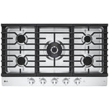 LG CBGJ3627S 36 in. 5-Burner Smart Natural Gas Cooktop with Griddle, Simmer Burner & Power Burner - Stainless Steel