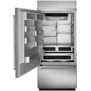 KitchenAid 36 in. 20.9 cu. ft. Built-In Counter Depth Bottom Freezer Refrigerator with Ice Maker Left Hinged - Stainless Steel