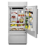 KitchenAid 36 in. Built-In 20.9 cu. ft. Counter Depth Bottom Freezer Refrigerator with Ice Maker Right Hinged - Stainless Steel
