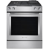KitchenAid 30 in. 6.4 cu. ft. True European Convection Slide-In Dual Fuel Range with 4 Sealed Burners - Stainless Steel