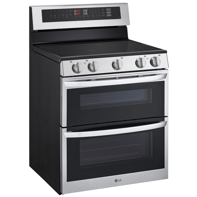 LG LDEL7324SE 30 in. 7.3 cu. ft. Smart Air Fry True European Convection Double Oven Electric Range with Radiant Burners - Stainless Steel