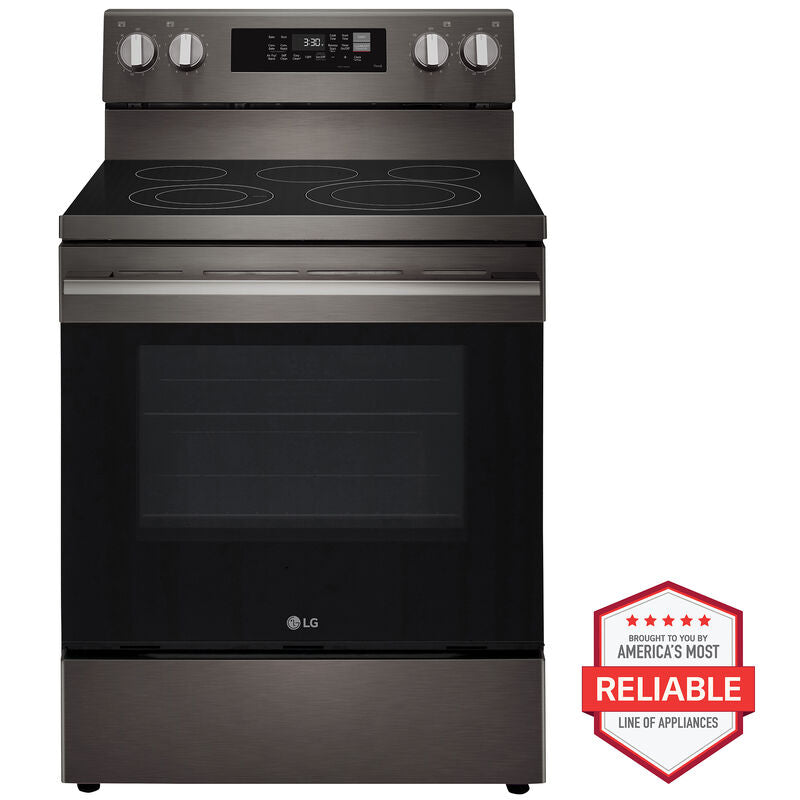 LG LREN6323ZE 30 in. 6.3 cu. ft. Smart Air-Fry True European Convection Electric Range with Radiant Burners - Black Stainless Steel