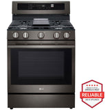 LG LRGN6325Z 30 in. 6.3 cu. ft. Smart Air-Fry True European Convection Gas Range with 5 Sealed Burners & Griddle - PrintProof Black Stainless Steel