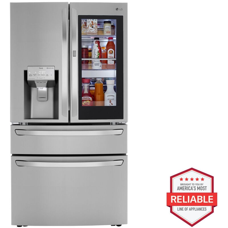 LG LRMVS3006S InstaView 36 in. 29.5 cu. ft. Smart 4-Door French Door Refrigerator with Ice & Water Dispenser - PrintProof Stainless Steel