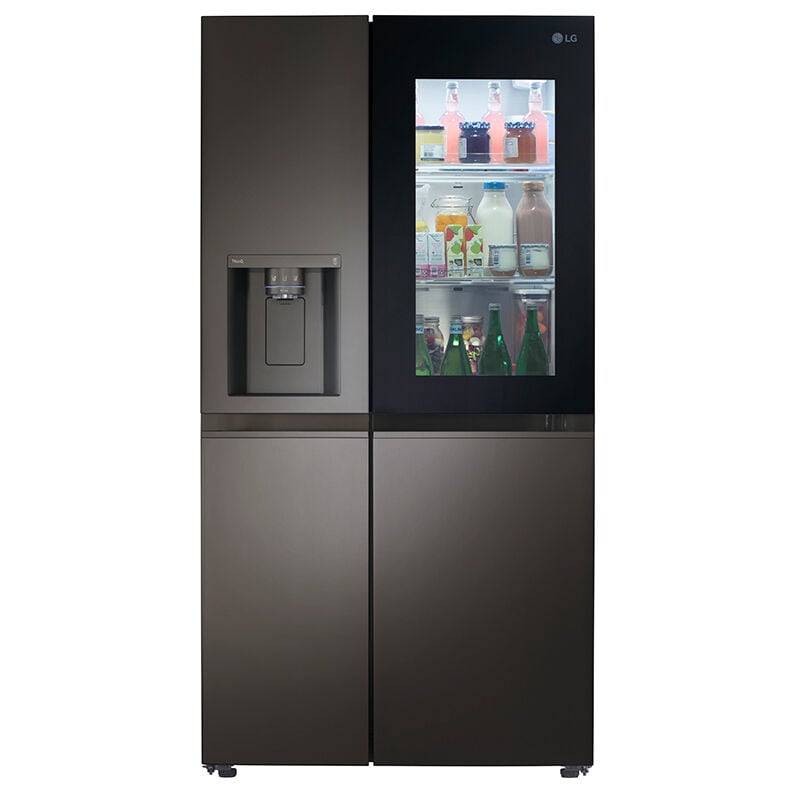 LG LRSOS2706D InstaView36 in. 27.1 cu. ft. Smart Side by Side Refrigerator with Ice & Water Dispenser - PrintProof Black Stainless Steel