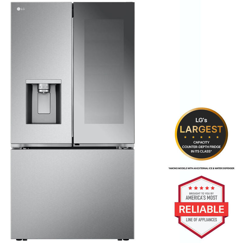 LG LRYKC2606S 36 in. 25.5 cu. ft. Smart Counter Depth French Door Refrigerator with Ice & Water Dispenser - PrintProof Stainless Steel