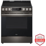 LG LSEL6333ZE 30 in. 6.3 cu. ft. Smart Air-Fry Standard Convection Slide-In Electric Range with Radiant Burners - Black Stainless Steel