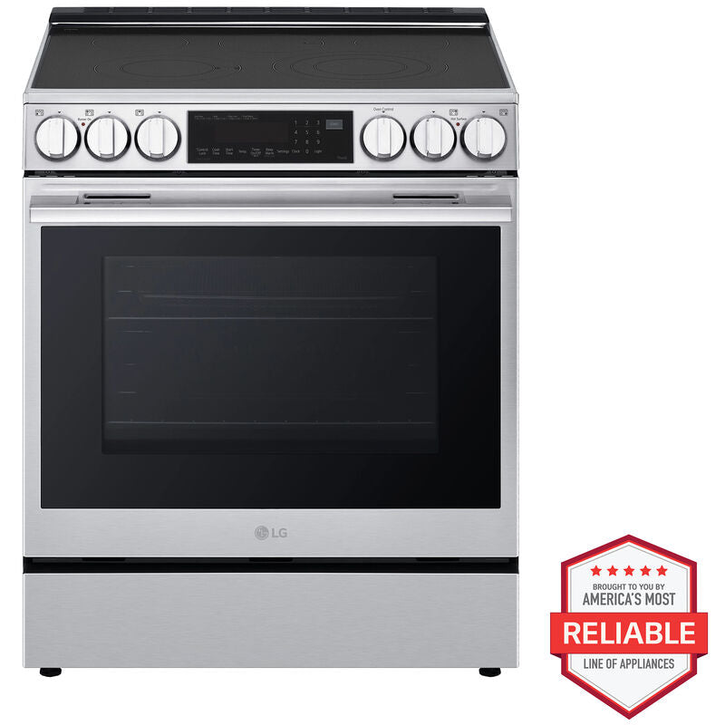 LG LSEL6335XE 30 in. 6.3 cu. ft. Smart Air-Fry True European Convection Electric Range with Radiant Burners PrintProof Stainless Steel
