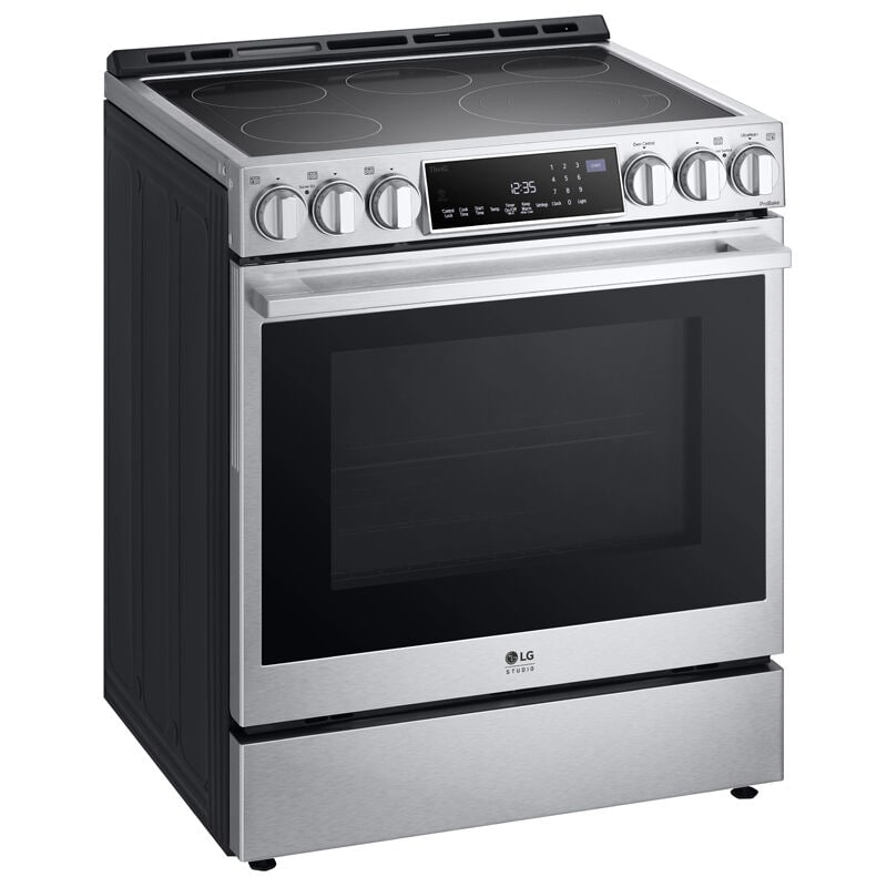 LG LSES6338F InstaView 30 in. 6.3 cu. ft. Smart Air Fry True European Convection Slide-In Electric Range with Radiant Burners - Stainless Steel