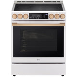 LG LSES6338N Studio 30 in. 6.3 cu. ft. Smart Air Fry True European Convection Slide-In Electric Range with Radiant Burners - Essence White