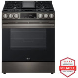 LG LSGL5833Z 30 in. 5.8 cu. ft. Smart Air-Fry Standard Convection Slide-In Gas Range with 5 Sealed Burners & Griddle - Black Stainless Steel