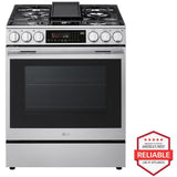 LG LSGL6337X 30 in. 6.3 cu. ft. Smart Air-Fry True European Convection Slide-In Gas Range with 5 Sealed Burners & Griddle - PrintProof Stainless Steel