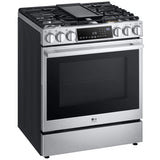 LG LSGS6338F InstaView 30 in. 6.3 cu. ft. Smart Air Fry True European Convection Slide-In Gas Range with 5 Sealed Burners & Griddle - Stainless Steel
