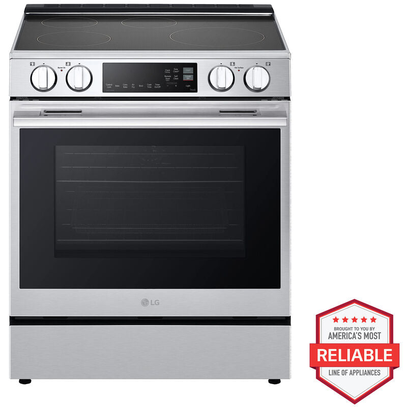 LG LSIL6334XE 30 in. 6.3 cu. ft. Smart Air-Fry True European Convection Slide-In Electric Range with 4 Induction Burners - PrintProof Stainless Steel