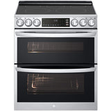 LG LTEL7337F InstaView 30 in. 7.3 cu. ft. Smart Air Fry True European Convection Double Oven Slide-In Electric Range with Smoothtop Burners - PrintProof Stainless Steel