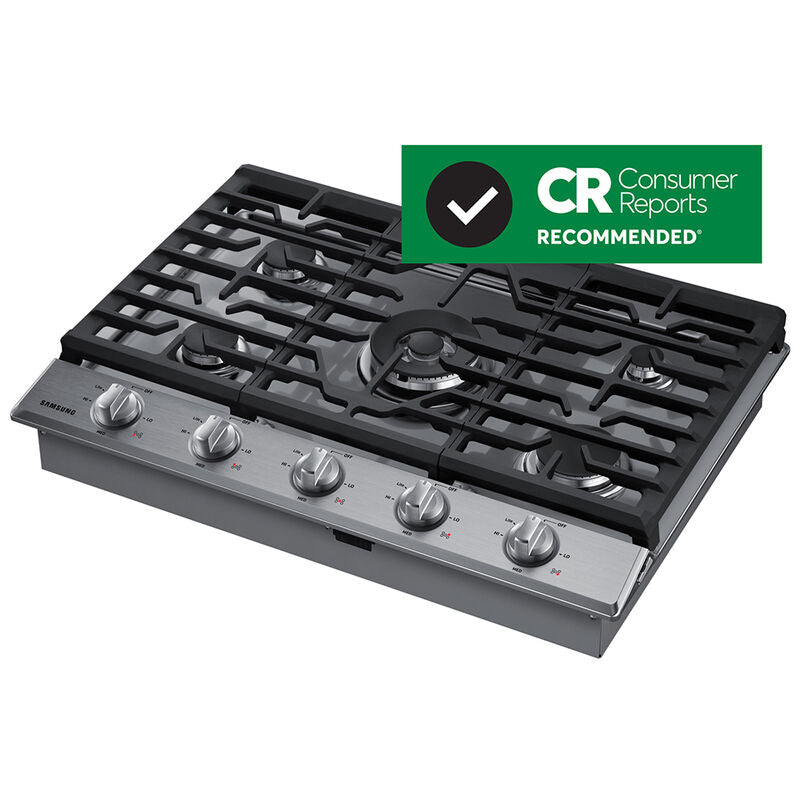 Samsung NA30N6555TS 30 in. 5-Burner Smart Natural Gas Cooktop with Griddle, Simmer Burner & Power Burner - Stainless Steel