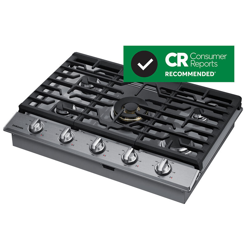 Samsung NA30N7755TS 30 in. 5-Burner Smart Natural Gas Cooktop with Griddle, Simmer Burner & Power Burner - Stainless Steel