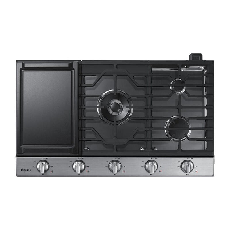 Samsung NA36N6555TS 36 in. 5-Burner Smart Natural Gas Cooktop with Griddle, Simmer Burner & Power Burner - Stainless Steel