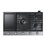 Samsung NA36N6555TS 36 in. 5-Burner Smart Natural Gas Cooktop with Griddle, Simmer Burner & Power Burner - Stainless Steel