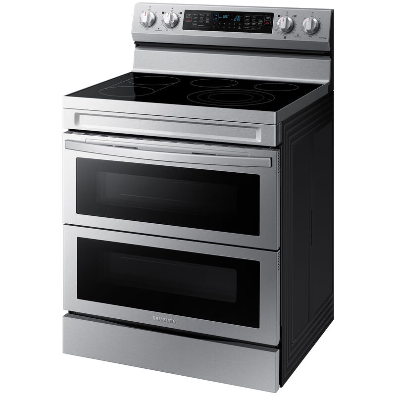 Samsung 30 in. 6.3 cu. ft. Smart Air Fry Standard Convection Double Oven Electric Range with Radiant Burners & Griddle - Stainless Steel