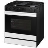 Samsung NSG6DB830012 Bespoke 30 in. 6 cu. ft. Smart Air Fry True European Convection Slide-In Gas Range with 5 Sealed Burners & Griddle - White Glass