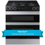 Samsung NSG6DG8550SR Bespoke 30 in. 6 cu. ft. Smart Air Fry True European Convection Double Oven Slide-In Gas Range with 5 Sealed Burners & Griddle - Stainless Steel