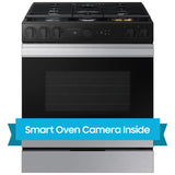 Samsung NSG6DG8700SR Bespoke 30 in. 6 cu. ft. Smart Air Fry True European Convection Slide-In Gas Range 5 Sealed Burners & Griddle - Stainless Steel